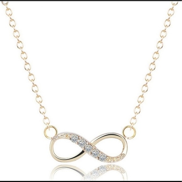 GOLD Plated Crystal Infinity Necklace - Picture 1 of 4